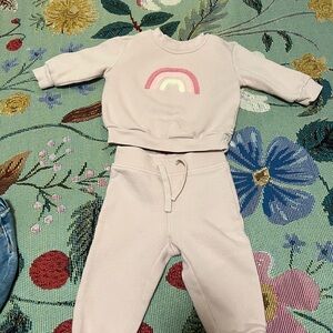 GAP Light Pink Kids Jogger Set with Rainbow